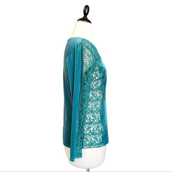 Sundance Forrest Fairy Velvet Lace Cut Out Top XS Green Whimsygoth Goblincore - Picture 3 of 9